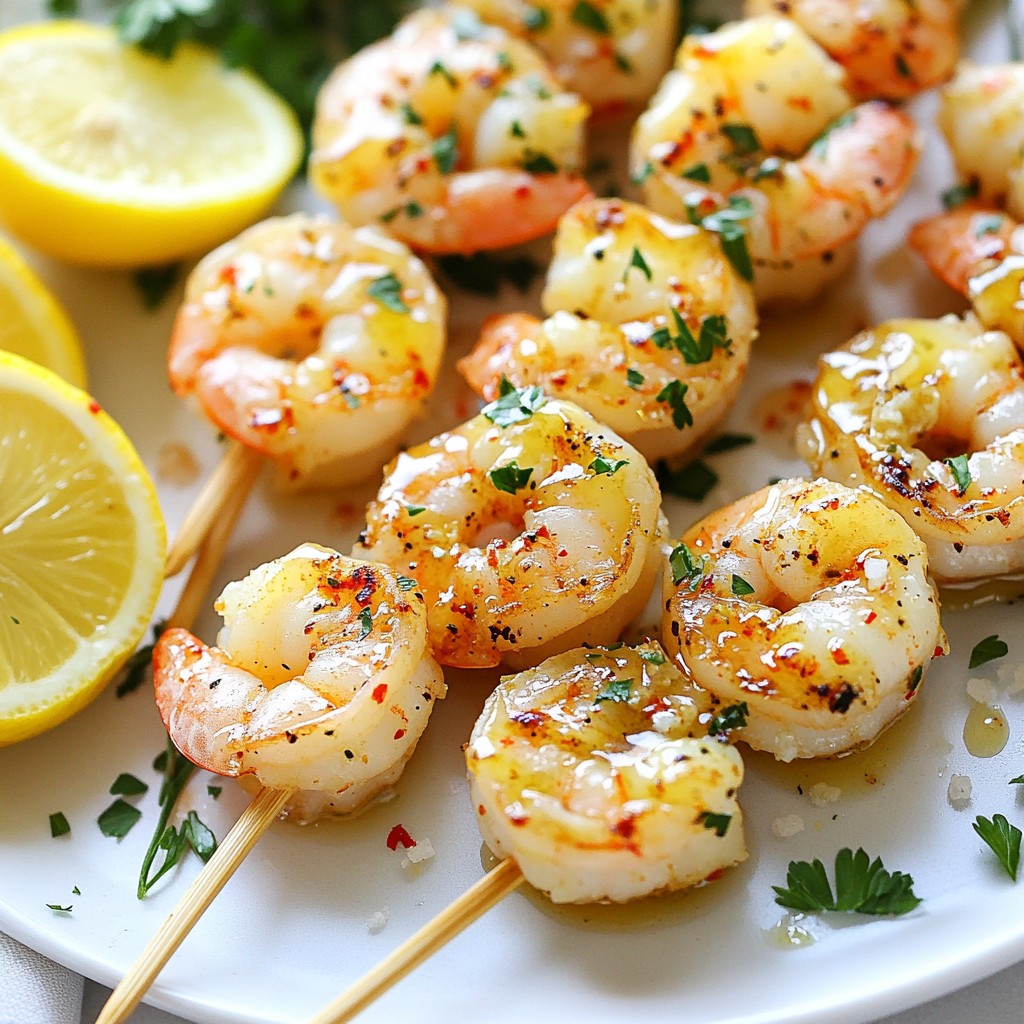 Lemon Garlic Shrimp Skewers Einfach und Lecker Rezept