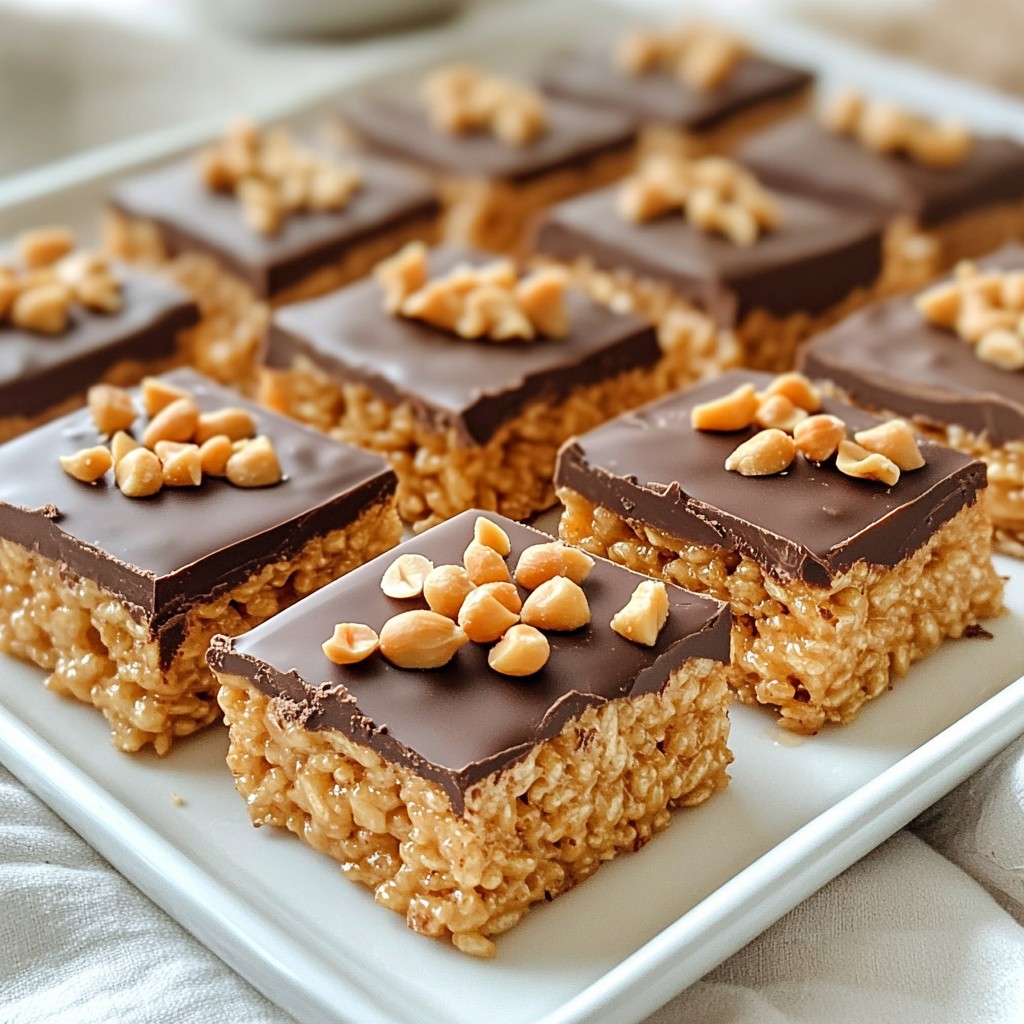 Schokoladen-Erdnussbutter-Reiskrispie-Leckereien köstlich