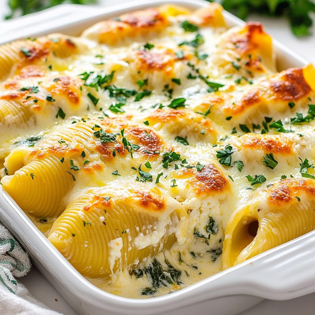Creamy Alfredo Stuffed Shells Lecker und Einfach