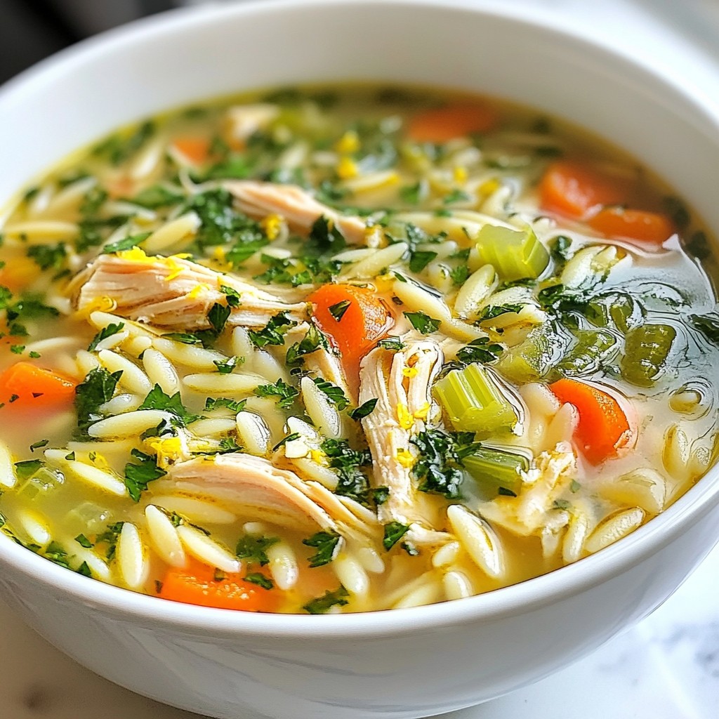 Garlic Herb Chicken Orzo Soup Köstliches Rezept