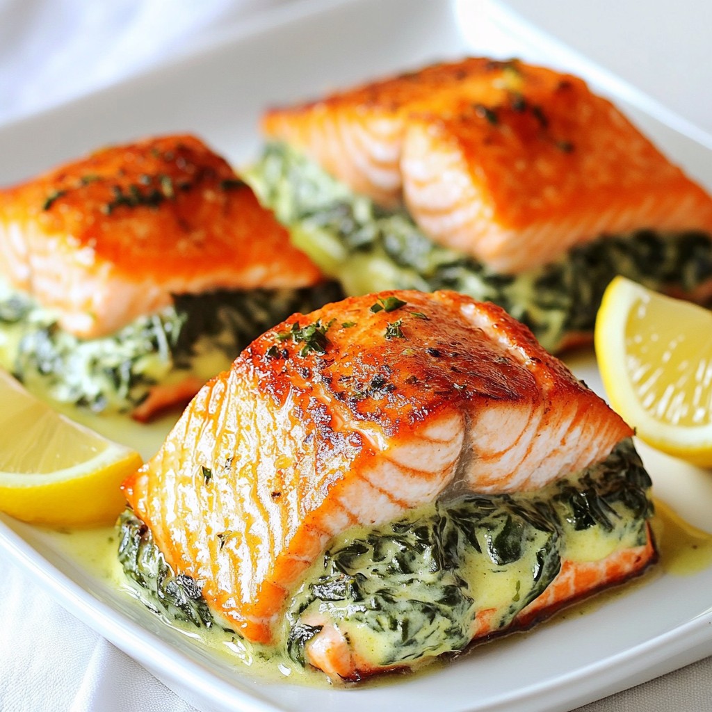 Creamy Spinach Stuffed Salmon Herzhaft und Einfache Freude
