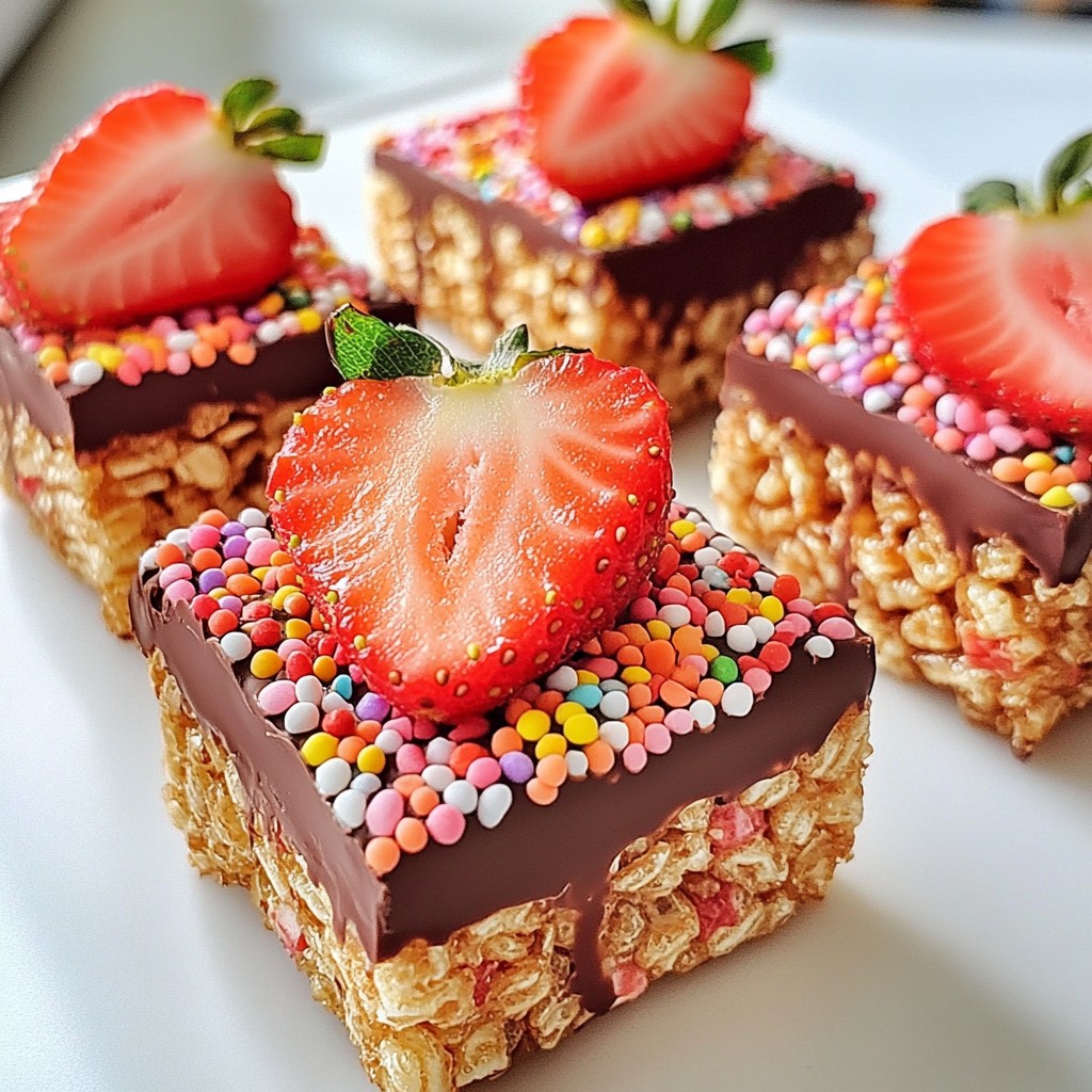 Schmackhafte Chocolate Dipped Strawberry Rice Krispie Treats