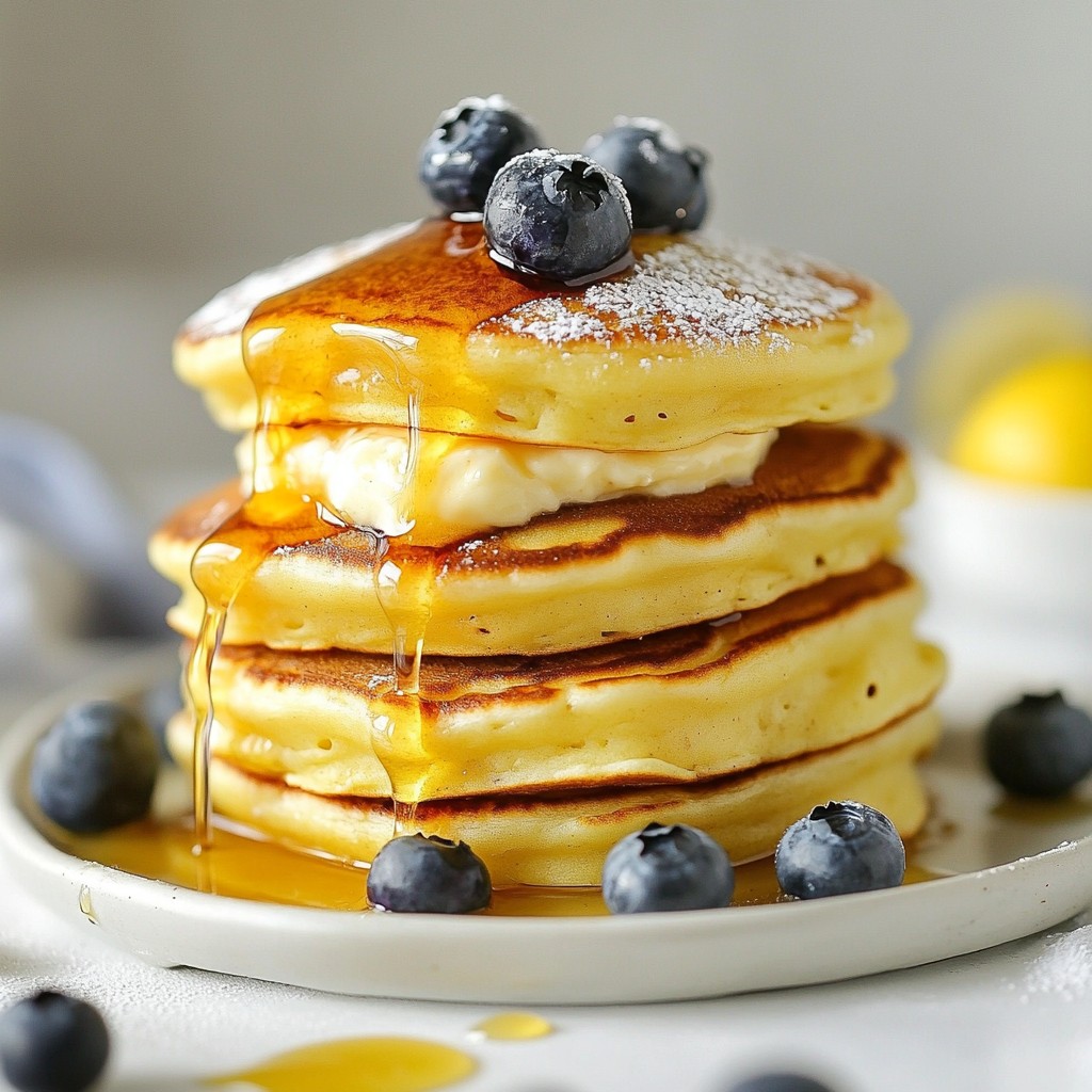 Lemon Blueberry Cheesecake Pancakes Köstlicher Genuss