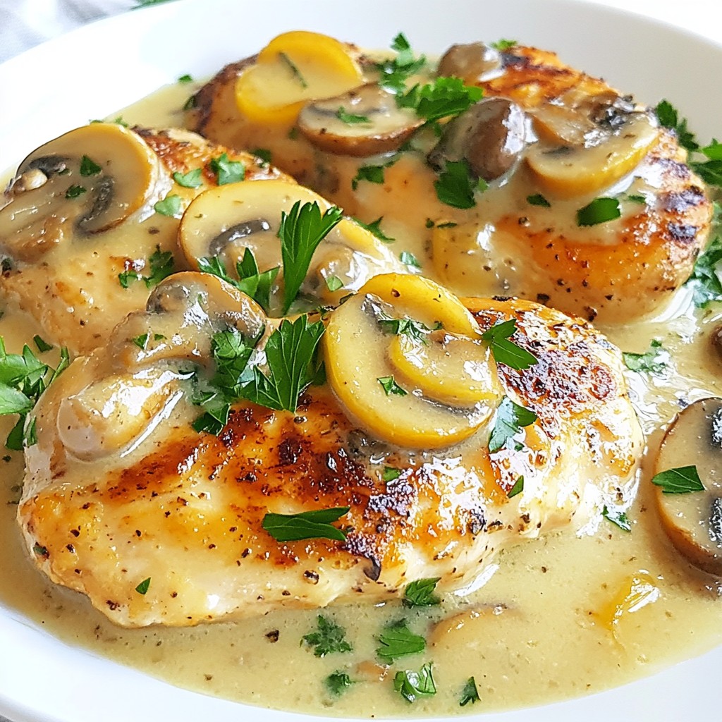 Cremiges Pilz-Knoblauch-Hühnchen aromatisch und lecker