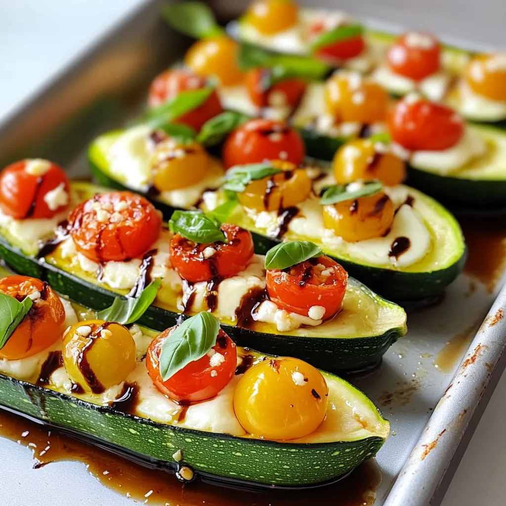 Caprese Zucchini-Boote Frisch und Einfach Kochen